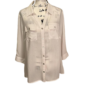 Notations checked button down blouse Size 1X